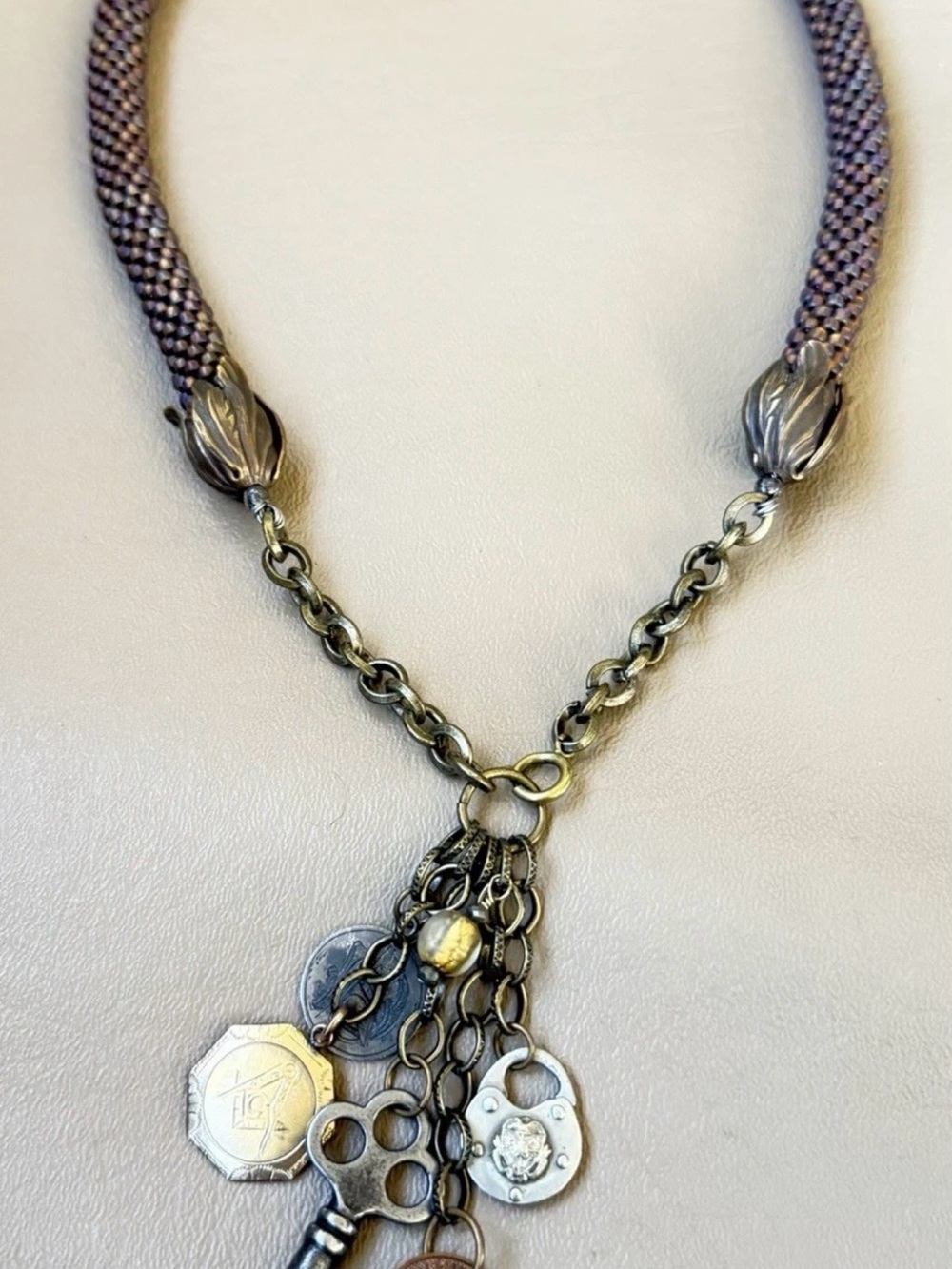 Antique Or Vintage Mourning? Tassel Pendant Necklace Masonic Seated Liberty Love